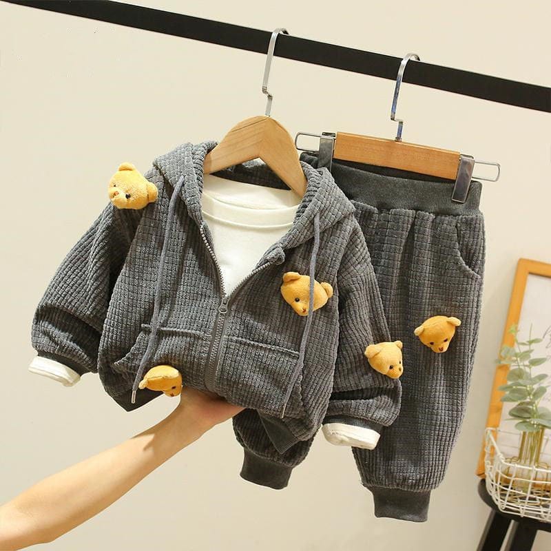 Children's clothing boy velvet suit 2022 autumn and winter new baby foreign style thickened clothes middle and small children's two-piece suit
