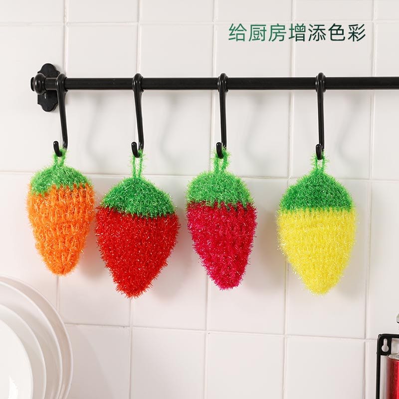 Acrylic dishwashing towel cleansing oil, not injured, four colored strawberries, fashion, beautiful