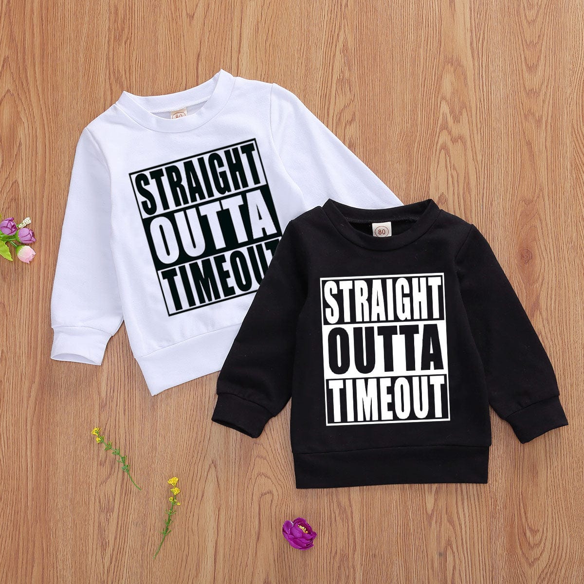 2020 foreign trade children's clothing cross-border TIMEOUT alphabet black and white casual long-sleeved sweater