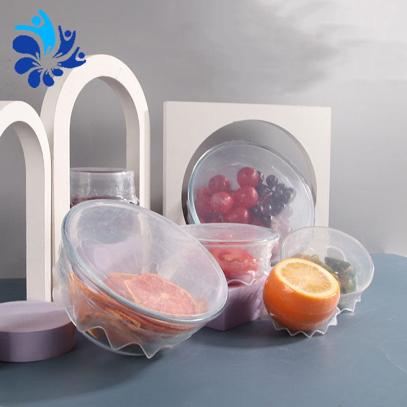 Food-grade 6-piece set of silicone fresh-keeping cover stretchable fresh-keeping bowl cover microwave oven heat-resistant sealed multi-purpose fresh-keeping cover