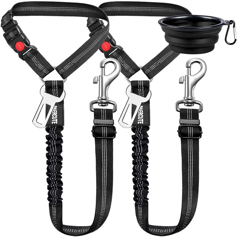 Pet car seat belt rope ring dog car telescopic stretch reflective belt dog traction rope cross-border e-commerce