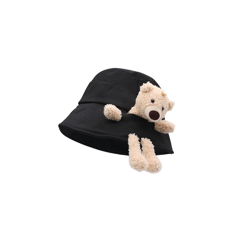 2021/new designer style Japanese three-dimensional doll bear fisherman hat cute basin hat bucket hat sun visor for women