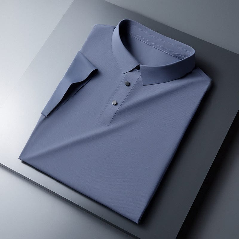 2021 d'été haut de gamme hommes d'affaires décontracté noi glace soie à manches courtes T-shirt Polo corps chemise hommes haut