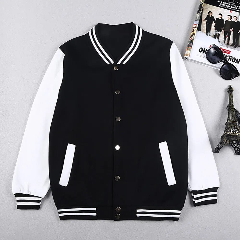 Black White Solid Color Jacket Loose Oversized Clothes Casual Men Baseball Clothes Personality Street Coat Warm Fleece Jackets