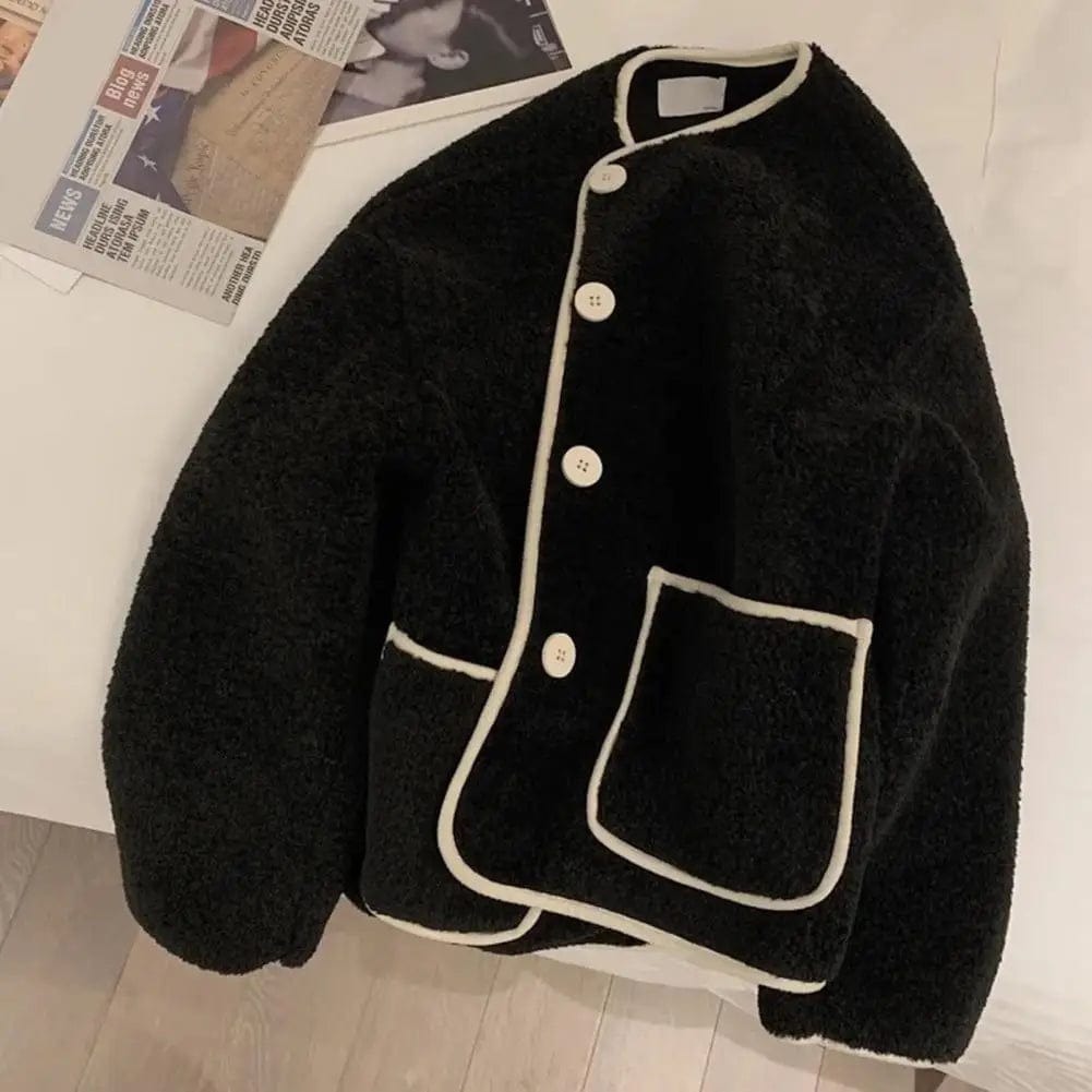 Women Faux Shearling Jacket Women Loose Jacket Stylish Women's Round Neck Cardigan Coat Thick Warm Fashionable Winter Jacket