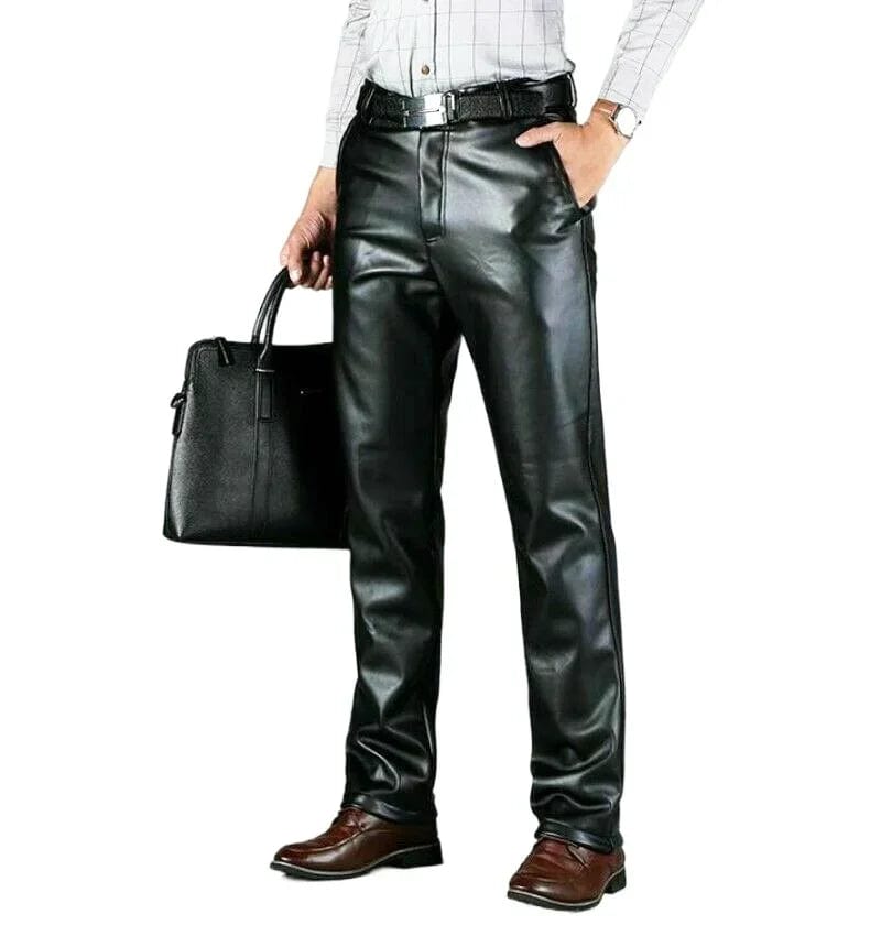 Black leather pants men's fashion casual plus size motorcycle pants trousers men's PU leather jogging pants business