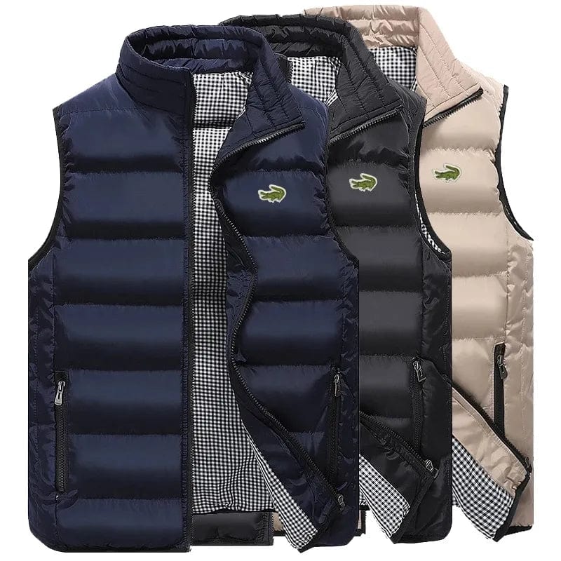 2023High Quality Brand Coats Vest Jacket Men's Fall and Winter Casual Comfortable Sleeveless Solid Color Thickened Cotton Jacket