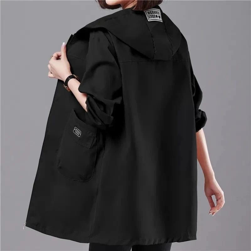 2024 New Women's Jackets Long Coat Spring Windbreaker Famale Hooded Causal Loose Basic Coat Zipper Lightweight Jacket Outwear