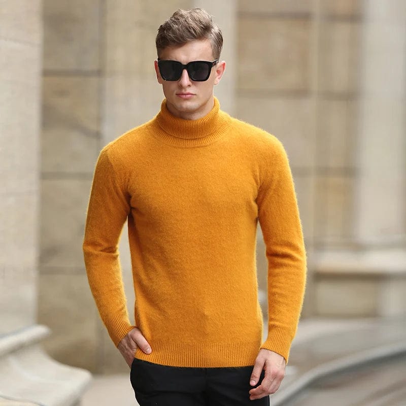 2023 NEW Men's 100% Mink Cashmere Sweater turtleck Pullovers Knit Large Size Winter New Tops Long Sleeve High-End Jumpers