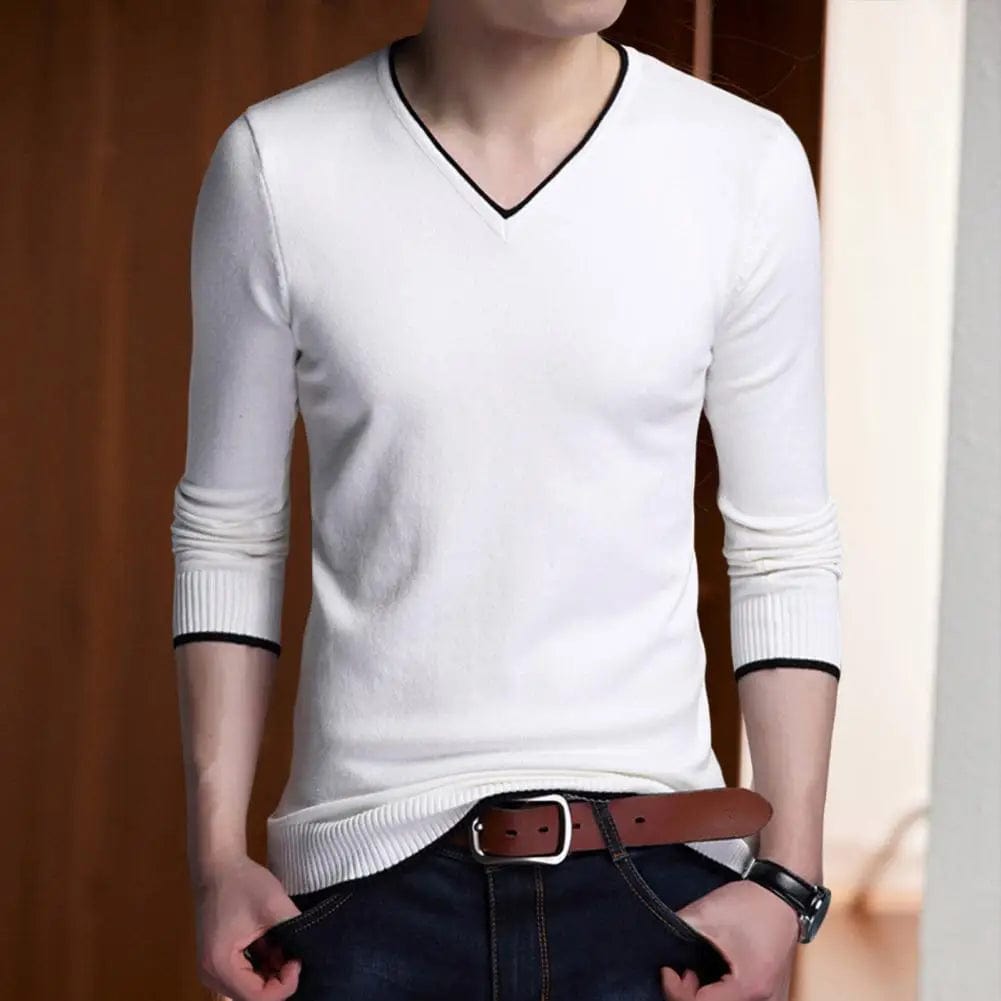 2022 Winter Sweaters Men Korean Fashion Streetwear V-Neck Sweaters Solid Color Men Cashmere Sweater Woolen Slim Trends M-3XL