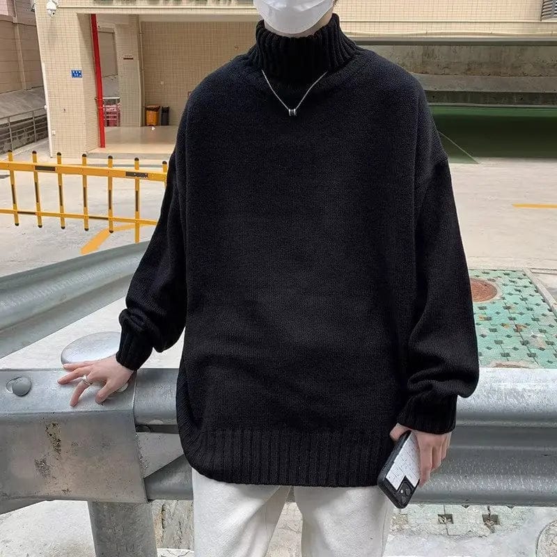 Turtleneck Sweaters Men Autumn Slouchy Baggy Korean Commuting Style Long Sleeve High Street All-match Fashion Males Knitwear New