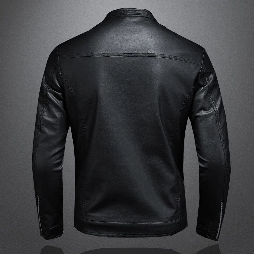Spring Autumn Leather Jacket Men Stand Collar Slim Pu Leather Jacket Fashion Motorcycle Causal Coat Male Moto Biker Outerwear