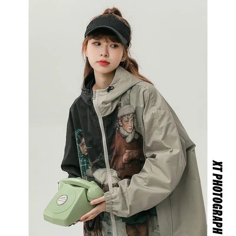 Jacket Women's Spring and Autumn Hooded Rushing Jacket New American Fashion Street Casual Jacket Coat Women Clothes Women Jacket