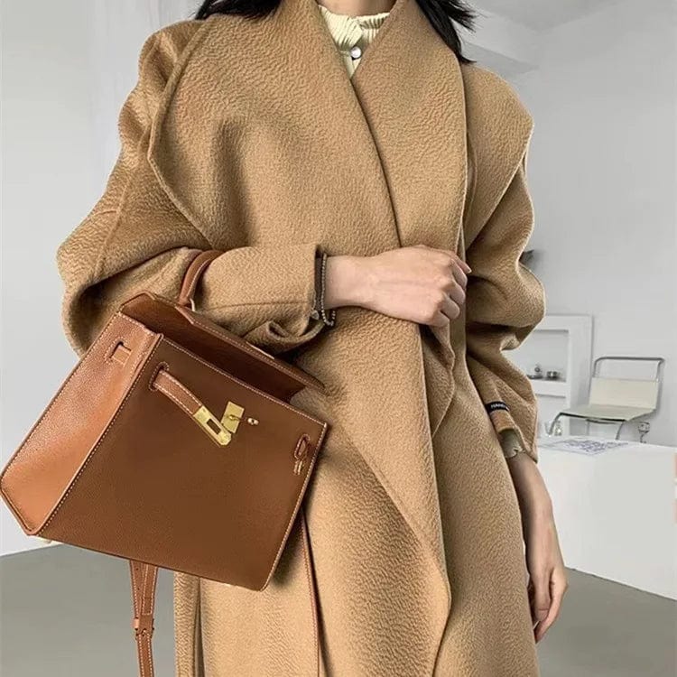 autumn and winter new woolen overcoat women lapel classic long coat