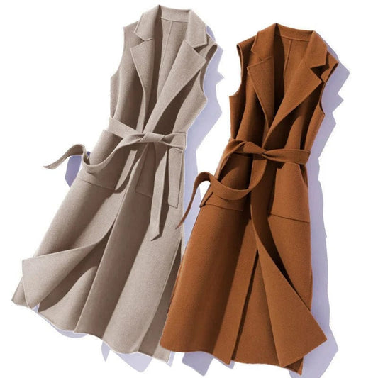 Western Style New Woolen Vest Mid-length Vest Waistcoat 2022 Autumn Winter Small Korean Version Loose Spring Autumn Coat Women W