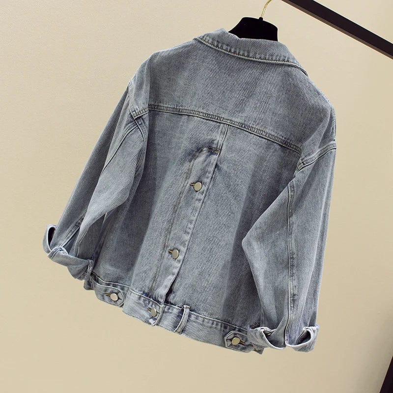 Spring Autumn Solid Color Fashion Women Denim Jacket Casual Loose Jeans Jacket Korean Short Outerwear Female