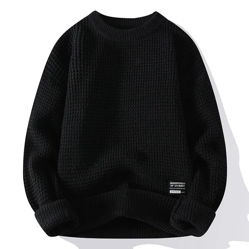 Casual Men's Round Neck Sweater Solid Color Texture Warm Knit Slim Fit Pullover Sweater Fashion New Winter