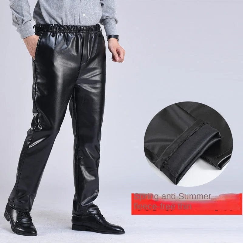 Spring Autumn Men Leather Pants   Smart Casual Male PU Faux Leather Trousers Plus Size Oversize
