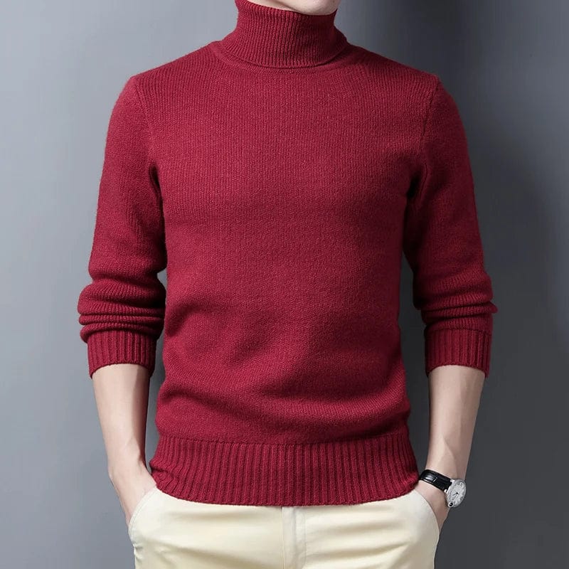 Turtleneck Warm Sweater New Men Fall/winter Long Sleeves Solid Color Slim Fit Business Casual High Quality Knit Sweater Pullover