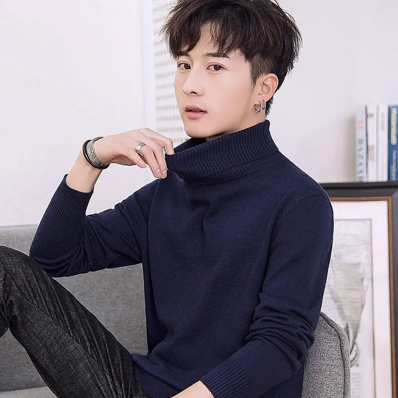 Winter Men's Turtleneck Sweater Men's Knitting Pullovers Solid Color Knitted Warm Male Jumper Slim Casual Sweaters C37
