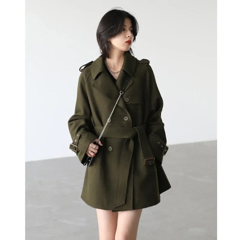 CHIC VEN Fashion Women's Coat Belt Woolen Solid Jacket Warm Thick Overcoat Office Lady Windbreak Female Top Outwear Winter 2023