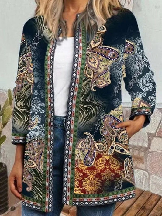 Spring / Autumn Women's Flower Butterfly  Printed Cardigan Jacket Coat