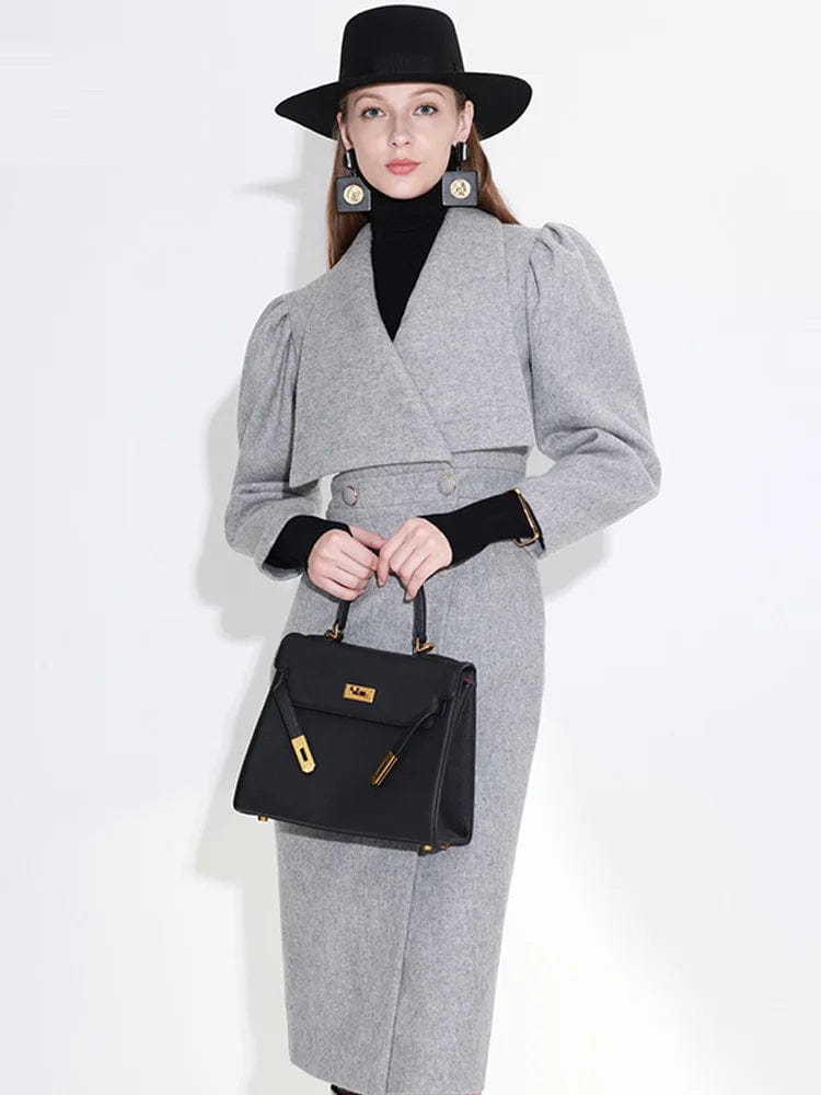 High end woolen slim fit coat, autumn and winter new fashionable temperament slim fit mother's coat