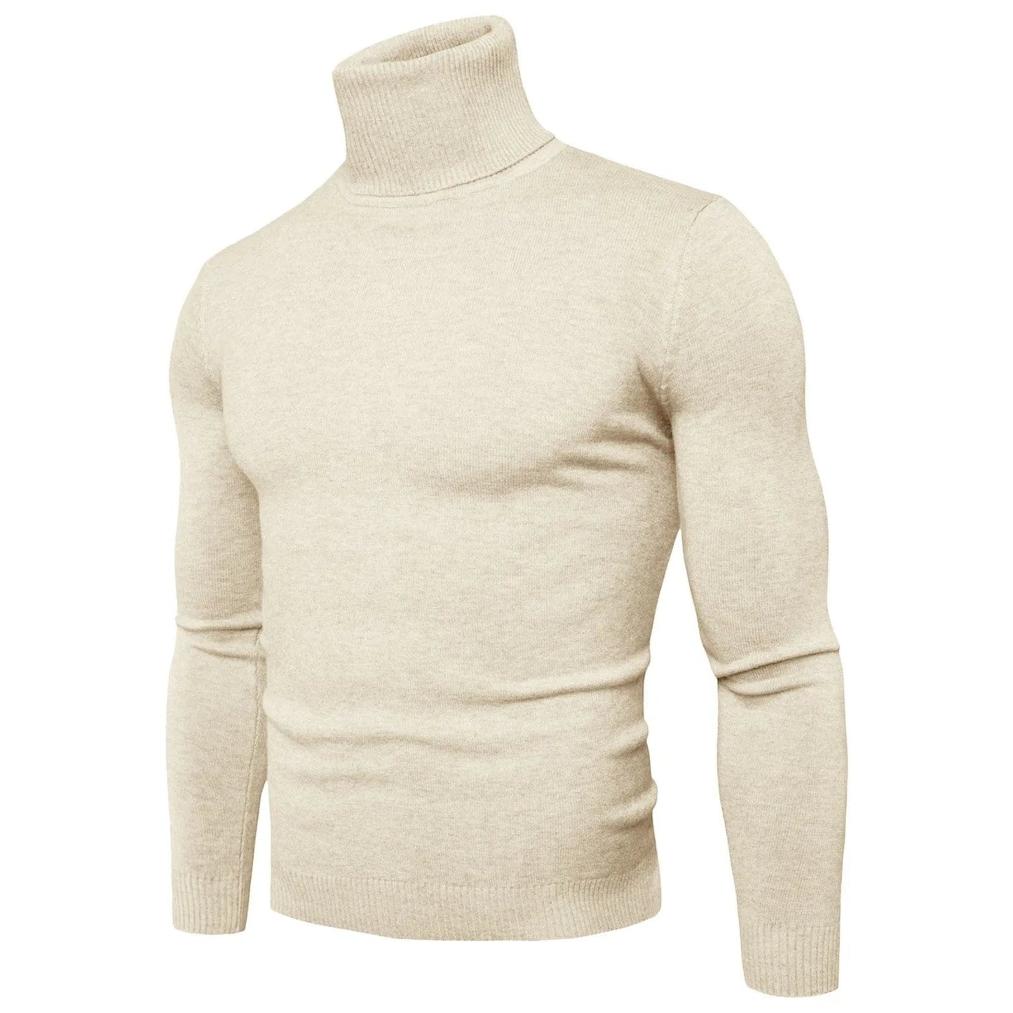 Men‘S Knitted Soft Turtleneck Sweater Solid Color Fitting Top Slim Mens Long Sleeve Pullover Autumn And Winter Casual Outfits