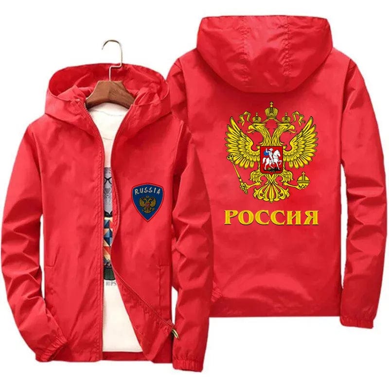 Russian Coat Of Arms Of Russia Eagle  Flag Jacket Windbreaker Pilot Coat Men's Zipper Bomber Jackets Waterproof Coat Sport 6XL