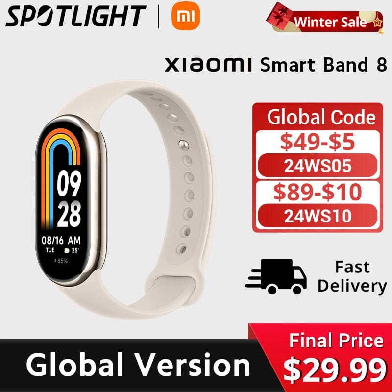 Global Version Xiaomi Smart Band 8 Blood Oxygen Monitor 1.62'' AMOLED Screen 16 Days Battery Life