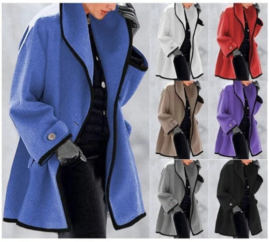 Winter Women Fleece Trench Woolen Coat Outwear Top Warm Baggy Big Collar Solid Color Jacket Overcoat Jacket Woman Clothing