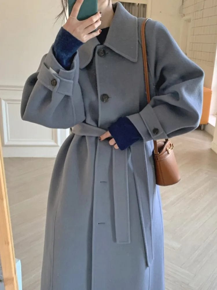2022 Women Mid-length Woolen Coat Winter New Korean Style Loose Overcoat Thickened Single Breasted Casual Loose Overcoat Parkas