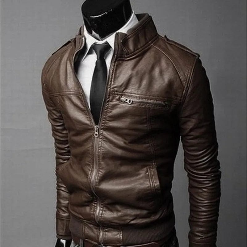 2023 Brand New Men's  Motorcycle Leather Jacket Slim Men Faux  Leather Jacket Outer Wear Clothing for Male Garment Man Jackets
