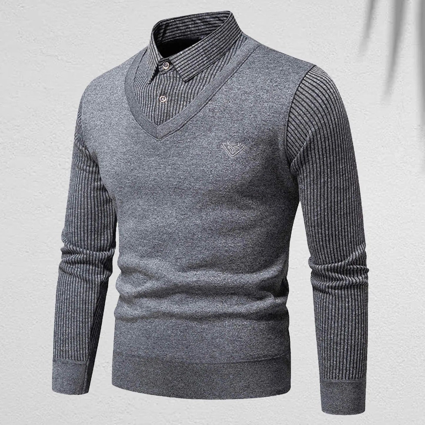 2023 New Winter Turtleneck Thick Men Sweaters Long-Sleeved Fake Two-Piece Sweater High Quality Autumn Casual Business Pullover