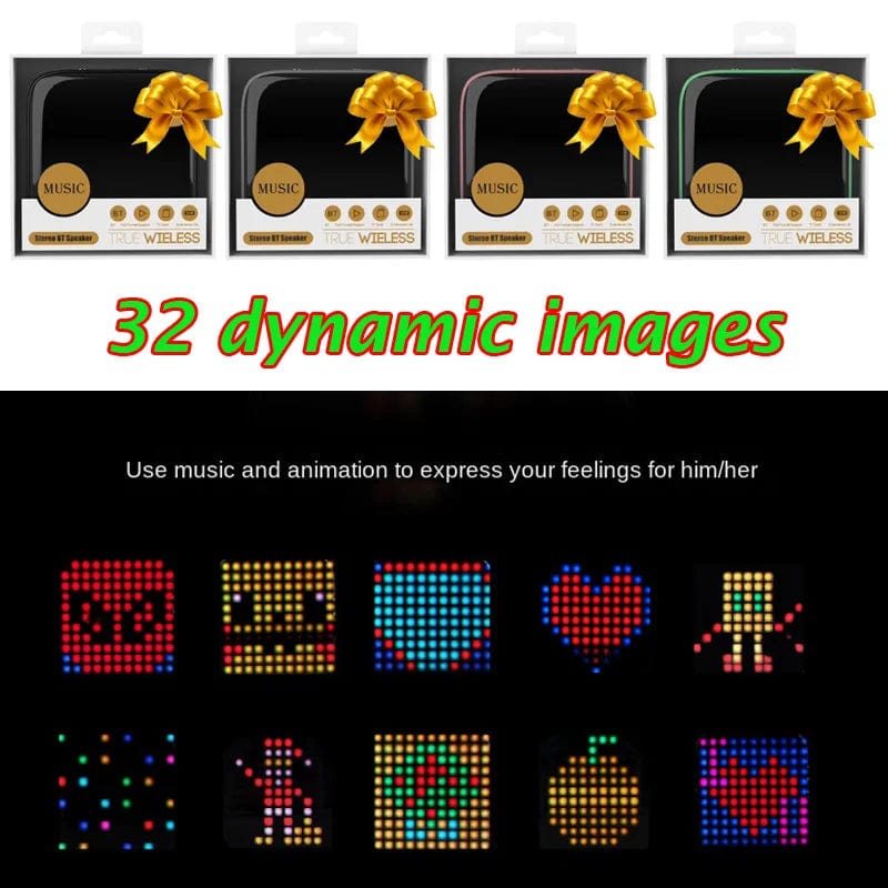 Retro Pixel Art Portable Bluetooth Speaker LED Display Board for Cute Gift Home Light Decoration Mini Hifi speaker