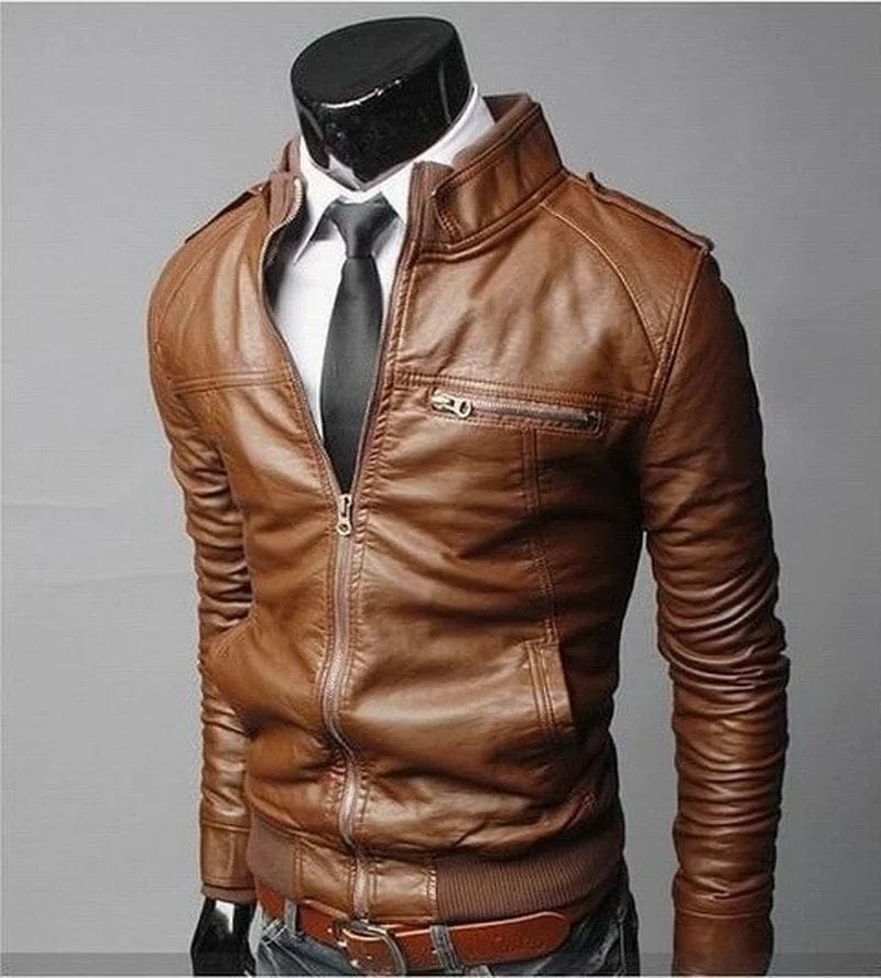 2023 Brand New Men's  Motorcycle Leather Jacket Slim Men Faux  Leather Jacket Outer Wear Clothing for Male Garment Man Jackets
