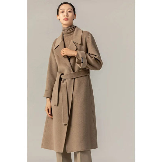 CDUMA 2022 FW SOLID CASUAL SINGLE BREASTED CASHMERE WOMENS LONG COATS