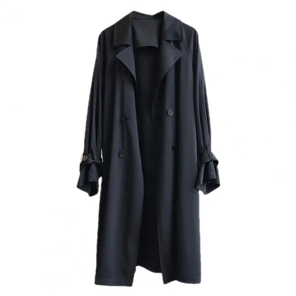 Thin  Chic Sleeve Belt Elegant Autumn Coat Western Style Lady Jacket Midi Length   for Office