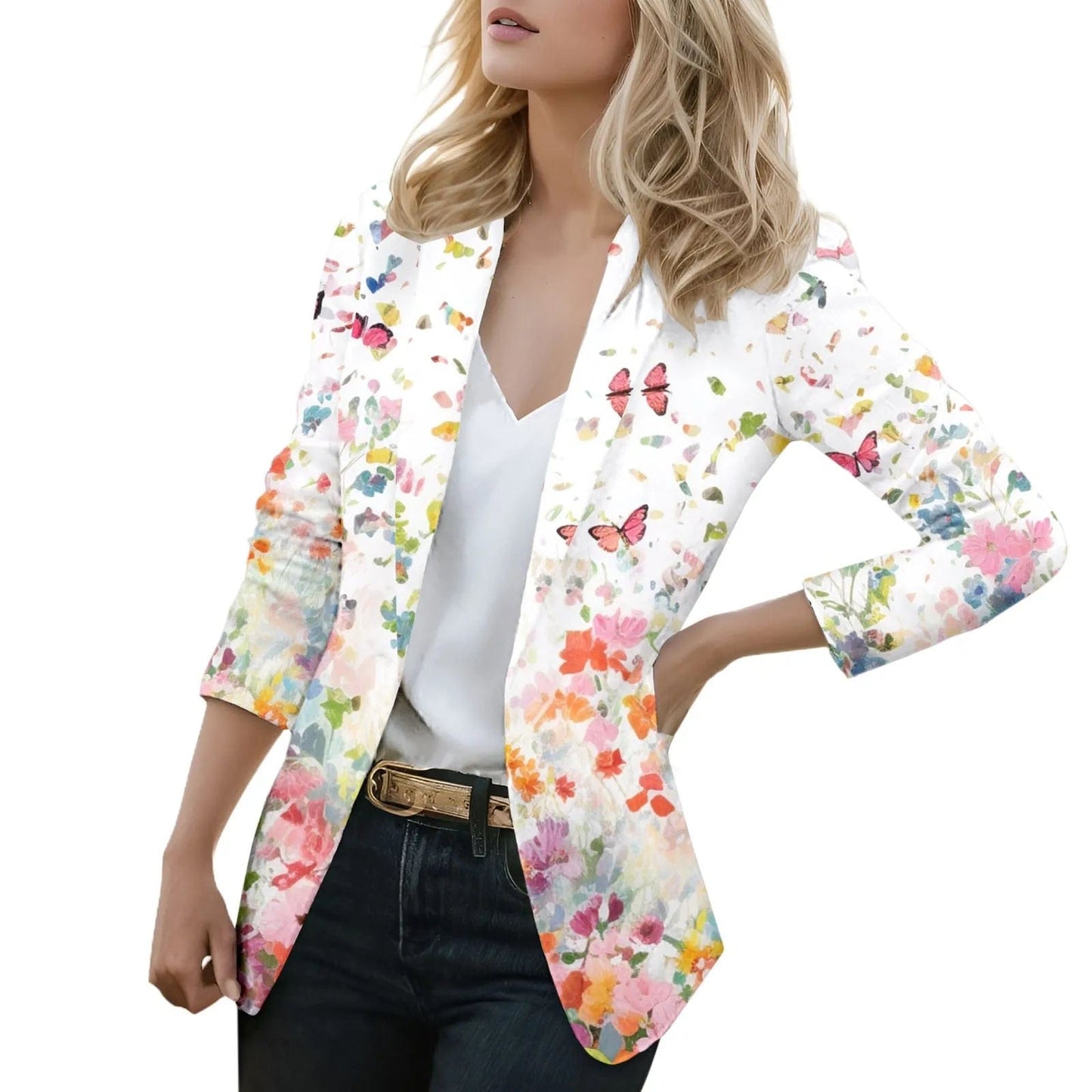 2023 New Elegant Women Blazer Casual Coat Jacket Chic Outwear Office Lady Blazers Spring Autumn Long Sleeved Lapel Suit Jackets