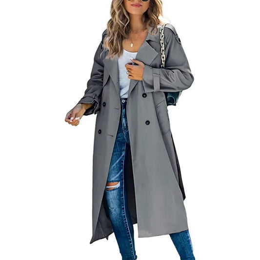 New Casual Loose Long Trench Coat Autumn Winter Overcoat Long Jacket Windbreaker Outwear Fashion Women Lapel Coat 2023