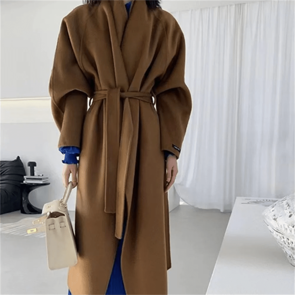 autumn and winter new woolen overcoat women lapel classic long coat
