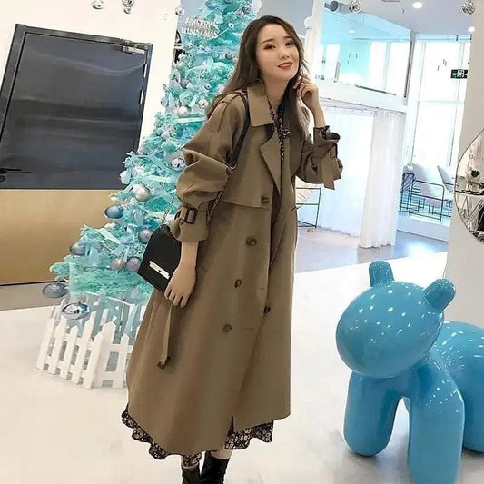 Korean Fashion Long Trench Coats and Jackets Women 2022 Autumn Winter Solid Color Classic Style Women Coat Casual Tops female