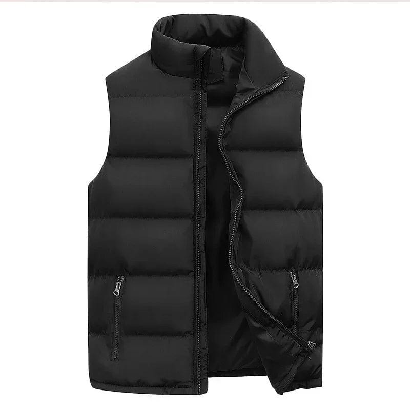 Winter Thicken Warm Vest Stand Collar Jacket Streetwear Loose Windproof Coats Solid Color Casual Sleeveless Tops Zipper Pocket