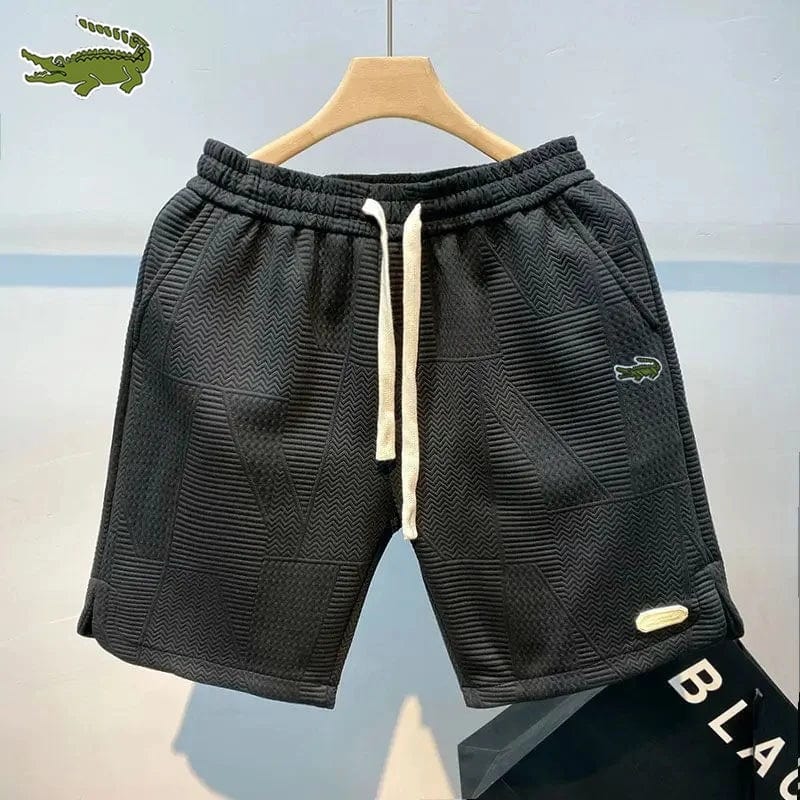 Summer Running Shorts For Men Casual Jogging Sports Short Pants Wave Pattern Solid Color Drawstring Loose Dry Gym Sports Shorts