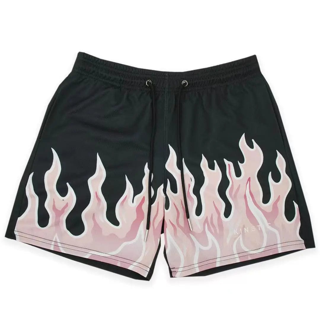 2023 Mesh Breathable Men Shorts GYM Basketball Running Quick-Drying Shorts Baggy Flame Print Fashion Shorts Summer Shorts