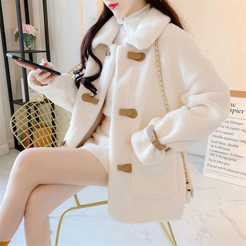 LINXIQIN Ropa Mujer Korean Fashion Sheep Wool Coat All-Match Women's Winter Coat 2024 Soft Warm Jacket Sheepskin Coat For Women