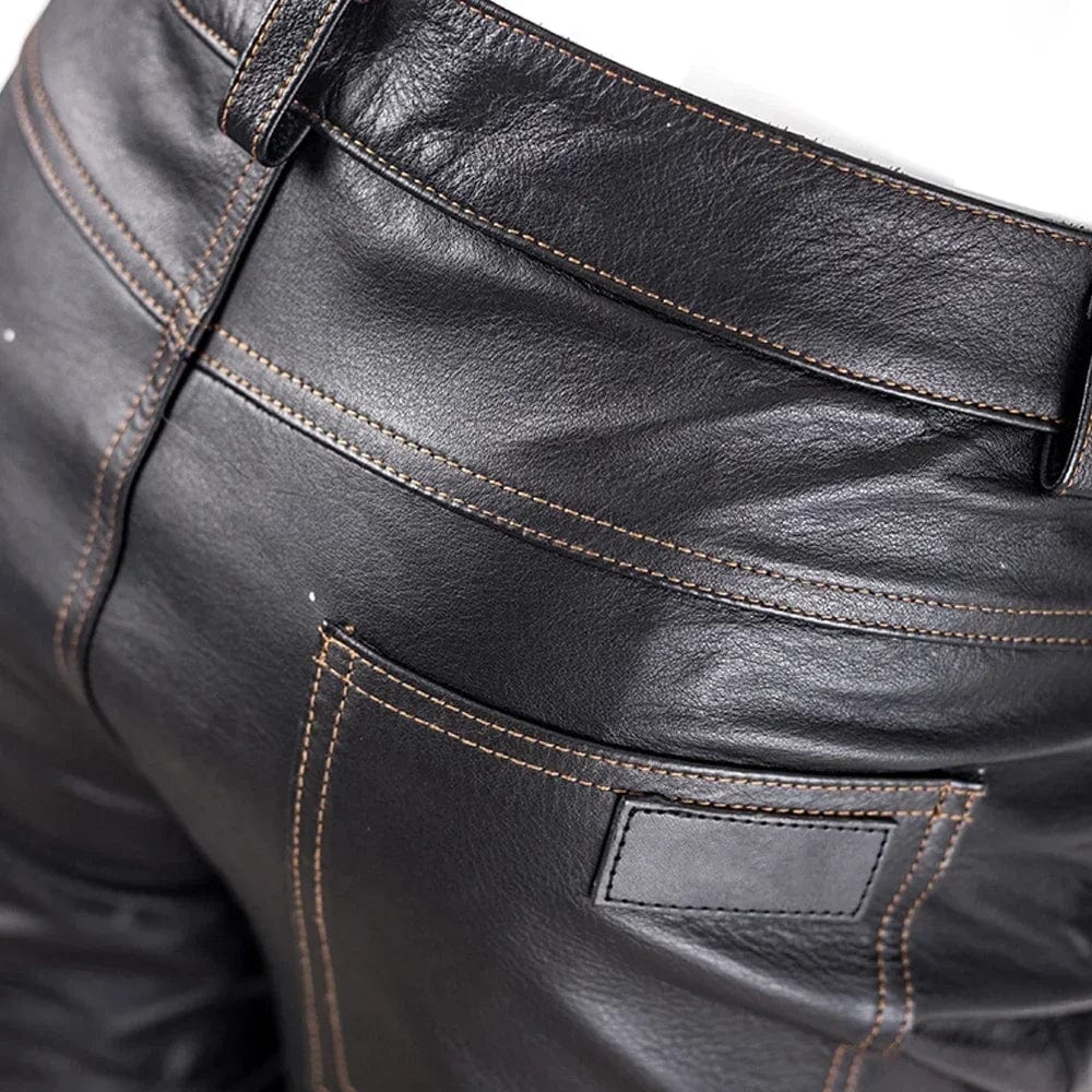 2023 Genuine Real Cow Leather Pant Men's Motorcycle Leather Trousers кожаные штаны Leather Pants for Men Pantalon Cuir Homme