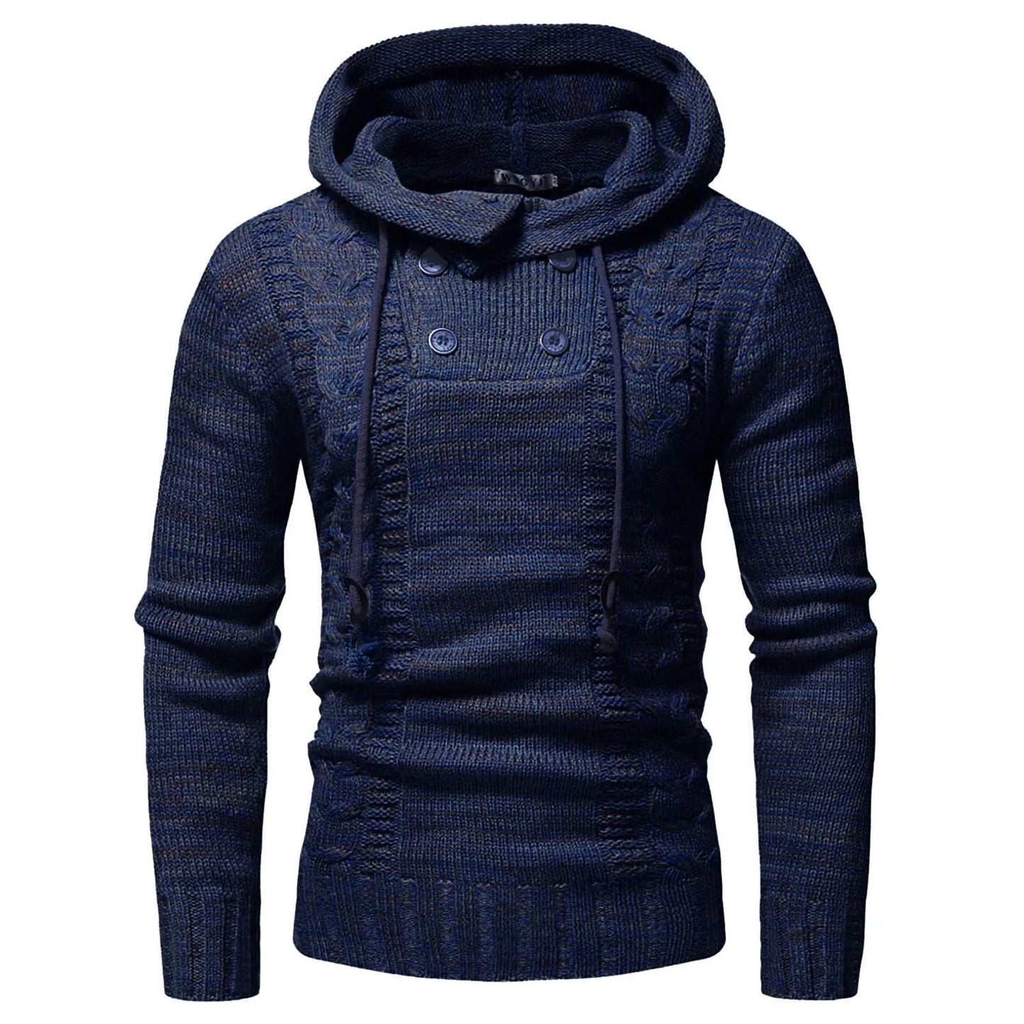 Men'S Knitting Tops Spring Autumn High Collar Hooded Sweater Tops Fashion Solid Color Slim Fit Pullovers Winter Casual Tops