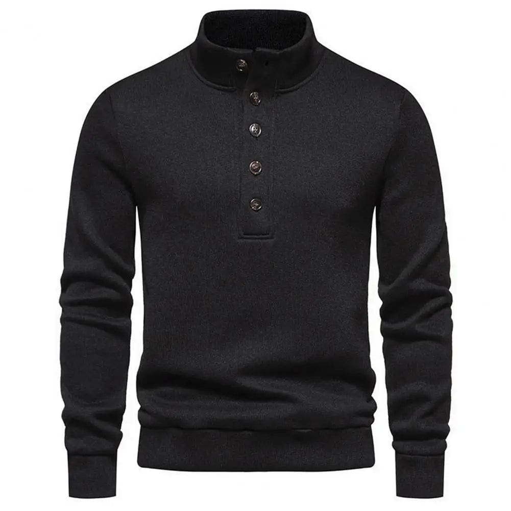 Lightweight Men Sweater Long Sleeve Knitting Sweater Men's Turtleneck Button Down Sweater Autumn Winter Solid Color for Casual