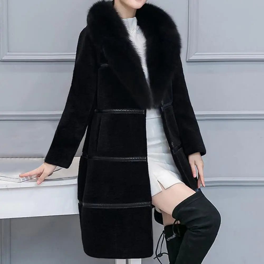 Winter New Slimming Faux Fur Coats Jackets  Women Winter Fur Thick Long Jacket New Fashion Lady Fake Fox Fur Collar Outerwear